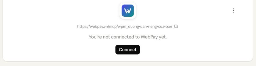 Connector WebPay vừa thêm, có nút Connect